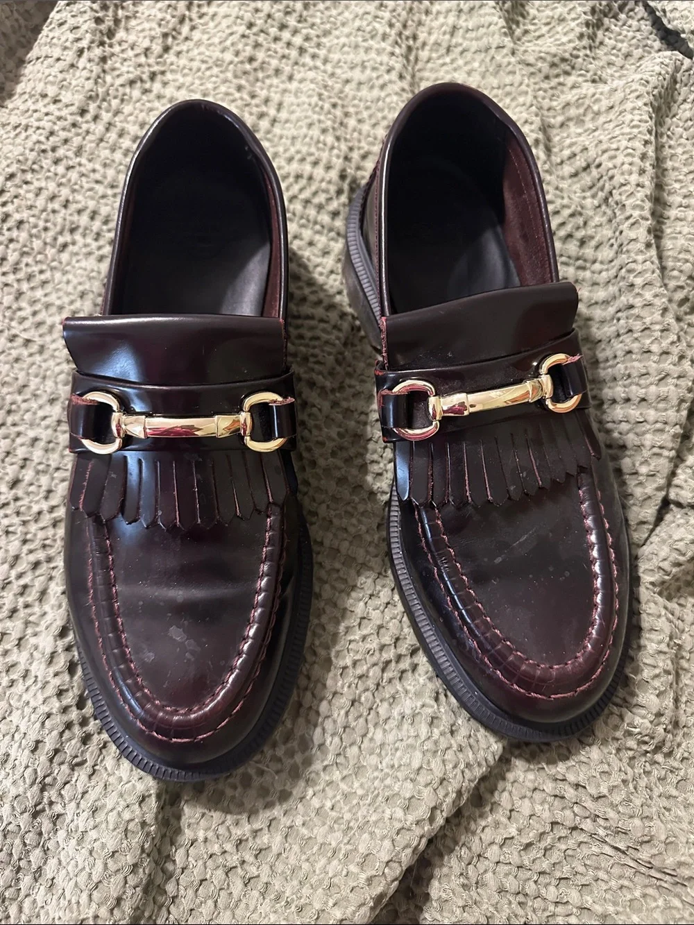 Men's Tassel Bit Loafers in Burgundy